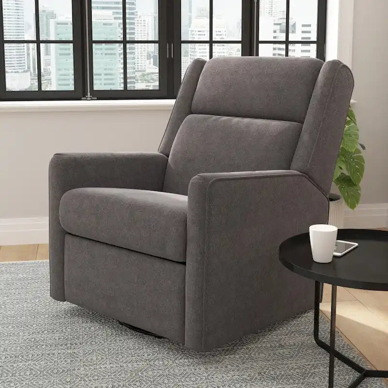 Fauteuil inclinable manuel 3-en-1, pivotant, berçant et planant – Crème / Gris foncé / Gris clair, style classique, individuel