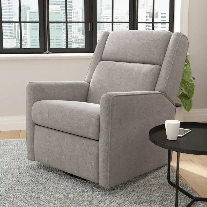 Fauteuil inclinable manuel 3-en-1, pivotant, berçant et planant – Crème / Gris foncé / Gris clair, style classique, individuel