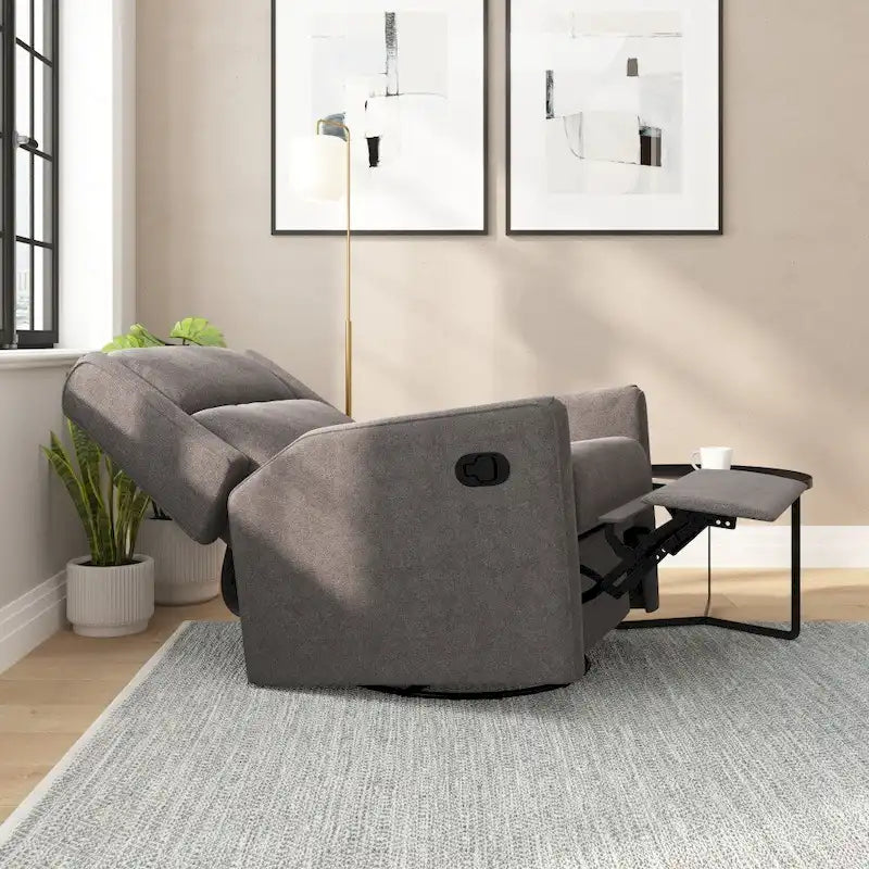 Fauteuil inclinable manuel 3-en-1, pivotant, berçant et planant – Crème / Gris foncé / Gris clair, style classique, individuel