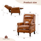 Fauteuil inclinable à dossier basculant en cuir véritable avec structure en bois massif – Camel / Marron rouge / Bleu, style Mid-Century, individuel