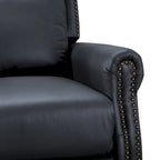 Fauteuil inclinable à dossier basculant en cuir véritable avec structure en bois massif – Camel / Marron rouge / Bleu, style Mid-Century, individuel