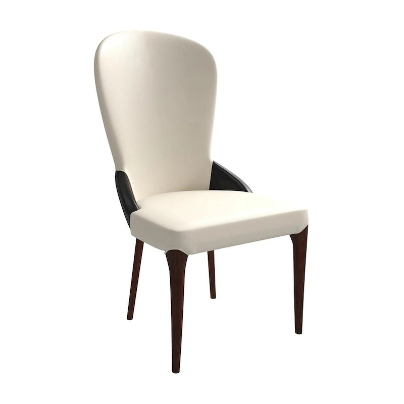 Chaise de salle à manger en cuir bicolore – Noir/Blanc / Gris / Taupe / Vert / Marron, sans accoudoirs, à l'unité