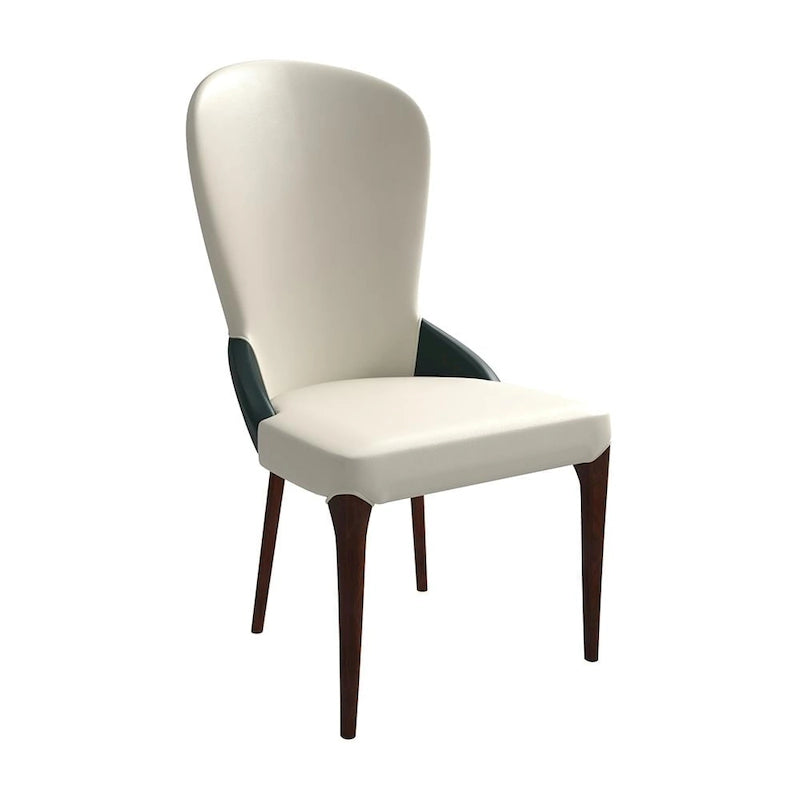 Chaise de salle à manger en cuir bicolore – Noir/Blanc / Gris / Taupe / Vert / Marron, sans accoudoirs, à l'unité