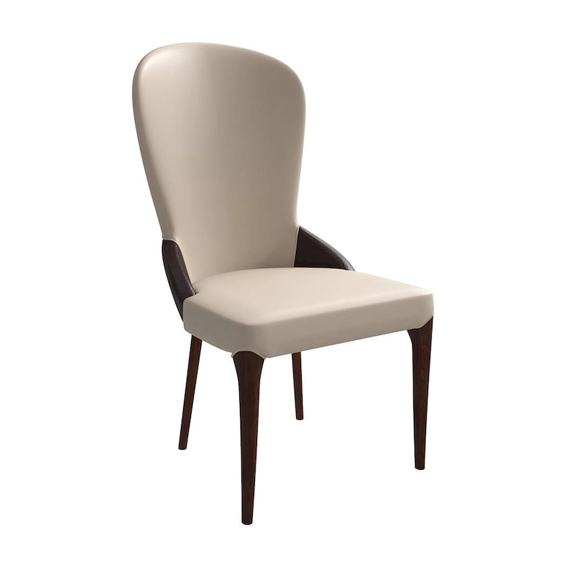 Chaise de salle à manger en cuir bicolore – Noir/Blanc / Gris / Taupe / Vert / Marron, sans accoudoirs, à l'unité