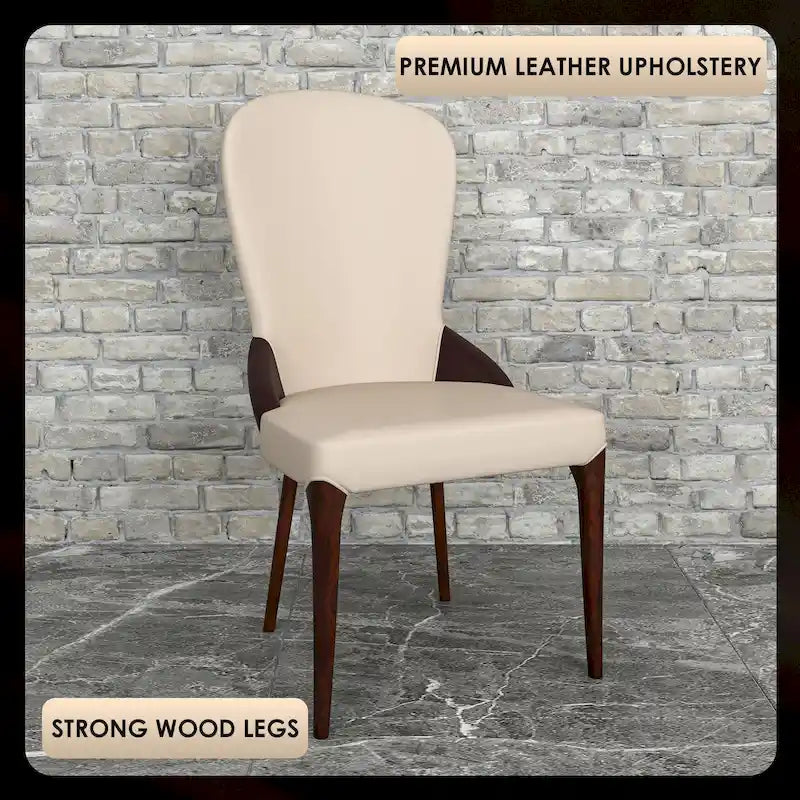 Chaise de salle à manger en cuir bicolore – Noir/Blanc / Gris / Taupe / Vert / Marron, sans accoudoirs, à l'unité