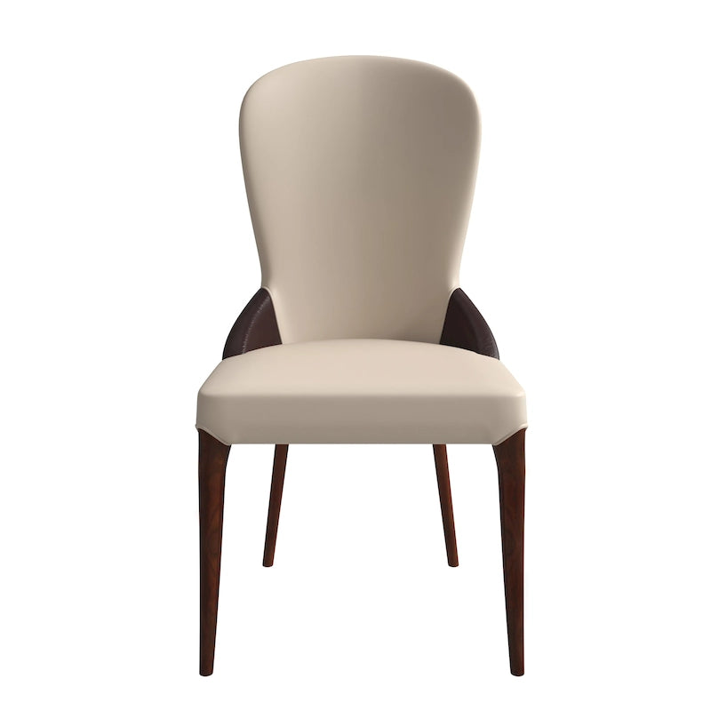Chaise de salle à manger en cuir bicolore – Noir/Blanc / Gris / Taupe / Vert / Marron, sans accoudoirs, à l'unité