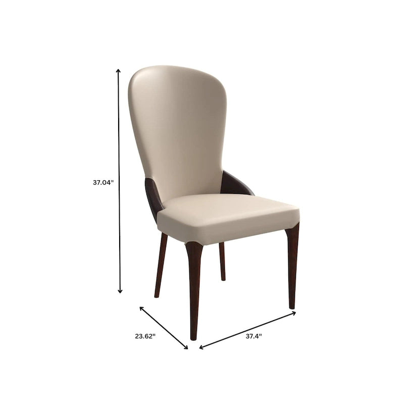 Chaise de salle à manger en cuir bicolore – Noir/Blanc / Gris / Taupe / Vert / Marron, sans accoudoirs, à l'unité