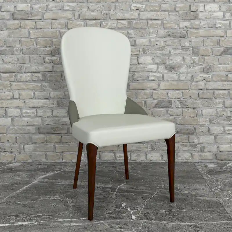 Chaise de salle à manger en cuir bicolore – Noir/Blanc / Gris / Taupe / Vert / Marron, sans accoudoirs, à l'unité