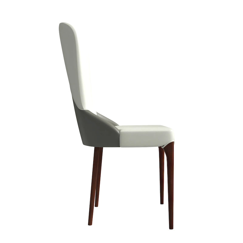 Chaise de salle à manger en cuir bicolore – Noir/Blanc / Gris / Taupe / Vert / Marron, sans accoudoirs, à l'unité