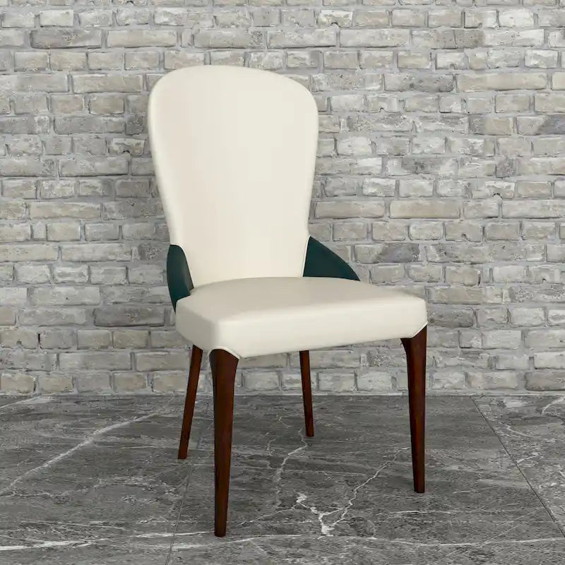 Chaise de salle à manger en cuir bicolore – Noir/Blanc / Gris / Taupe / Vert / Marron, sans accoudoirs, à l'unité
