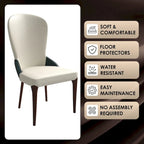 Chaise de salle à manger en cuir bicolore – Noir/Blanc / Gris / Taupe / Vert / Marron, sans accoudoirs, à l'unité