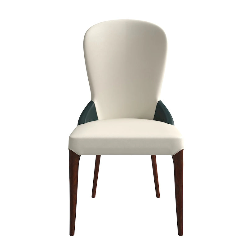 Chaise de salle à manger en cuir bicolore – Noir/Blanc / Gris / Taupe / Vert / Marron, sans accoudoirs, à l'unité