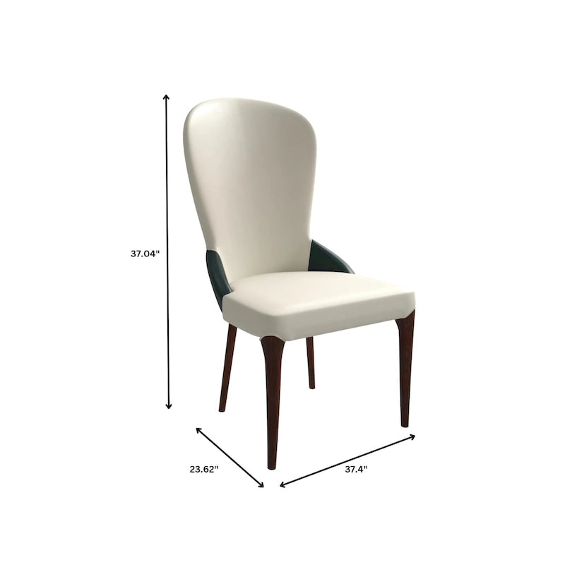 Chaise de salle à manger en cuir bicolore – Noir/Blanc / Gris / Taupe / Vert / Marron, sans accoudoirs, à l'unité