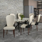 Chaise de salle à manger en cuir bicolore – Noir/Blanc / Gris / Taupe / Vert / Marron, sans accoudoirs, à l'unité