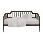 Lit de repos double à fuseaux en bois – Chêne clair / Noyer, Style minimaliste, Une place