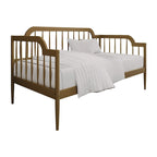 Lit de repos double à fuseaux en bois – Chêne clair / Noyer, Style minimaliste, Une place