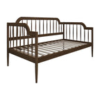 Lit de repos double à fuseaux en bois – Chêne clair / Noyer, Style minimaliste, Une place