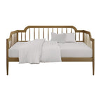 Lit de repos double à fuseaux en bois – Chêne clair / Noyer, Style minimaliste, Une place