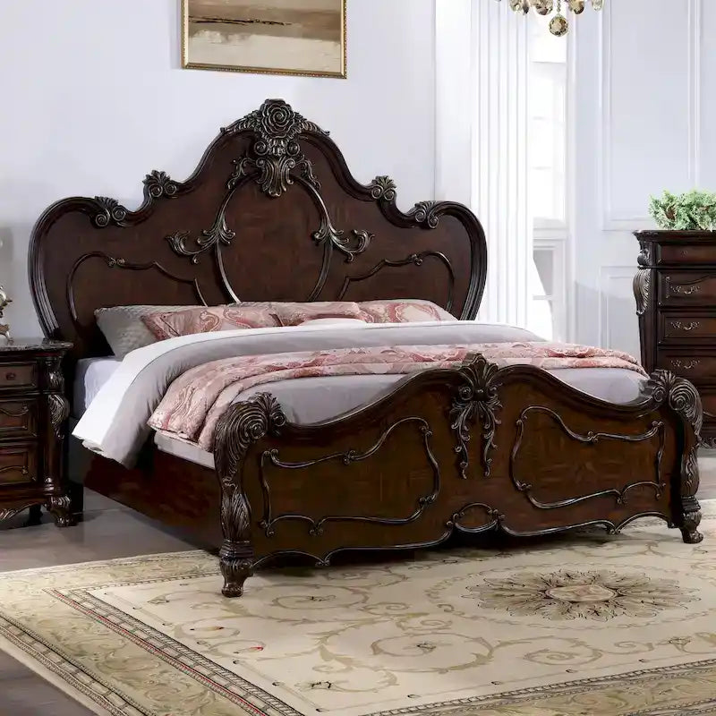 Furniture of America Eugene Traditional Solid Wood Panel Bed