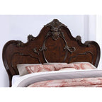 Lit panneau en bois massif sculpté – Blanc / Cerisier foncé, style traditionnel, simple