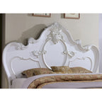 Lit panneau en bois massif sculpté – Blanc / Cerisier foncé, style traditionnel, simple